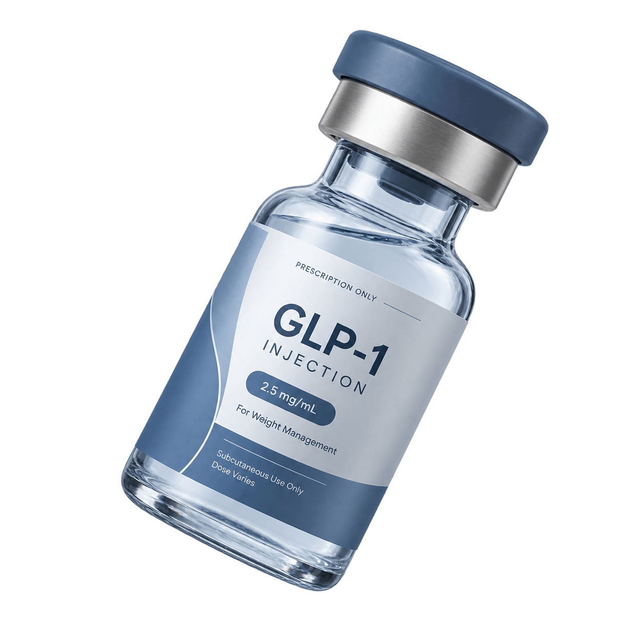 Unbranded GLP-1 treatment vial representing clinician-guided weight care