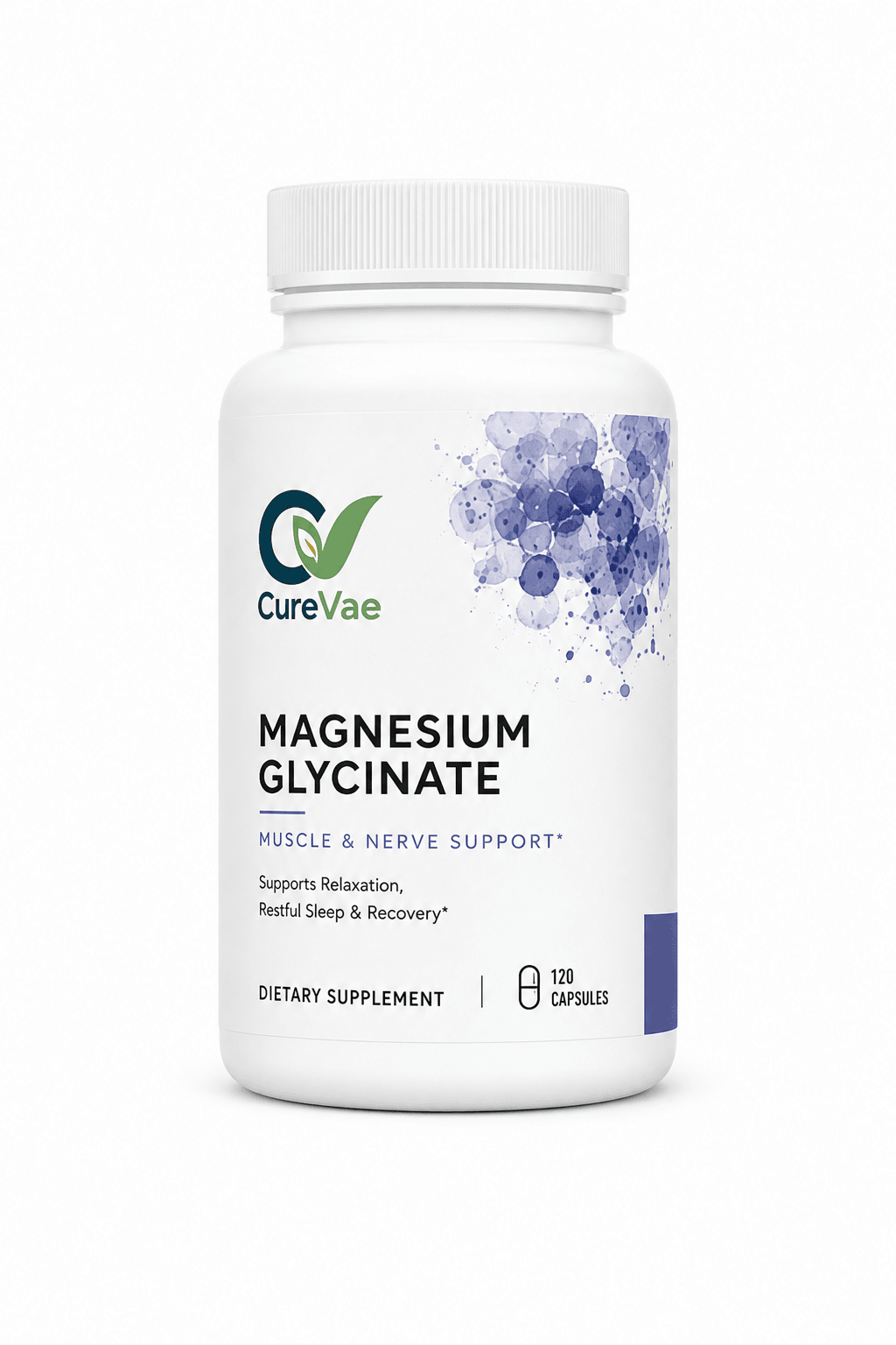 CureVae Magnesium Glycinate bottle, front view