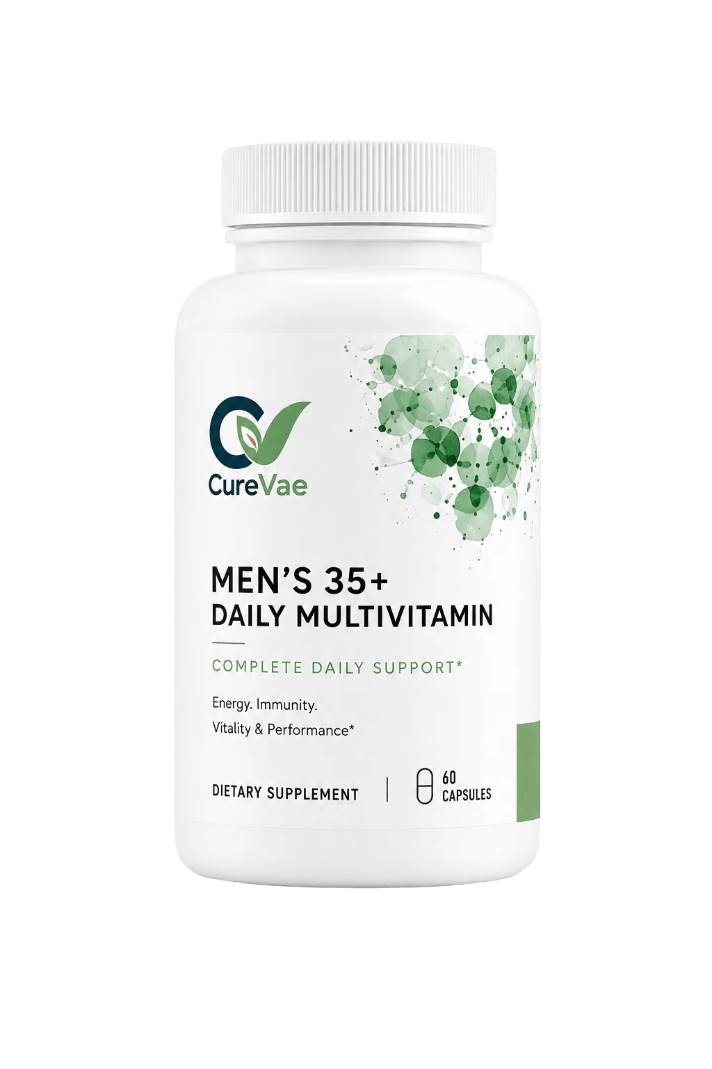 CureVae Men’s 35+ Daily Multivitamin bottle, front view