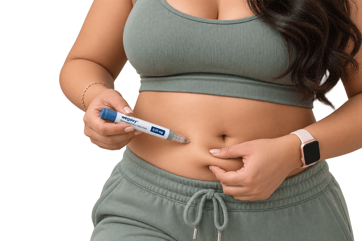 Woman holding a weight-management injection pen
