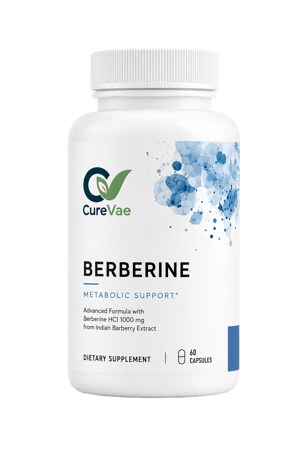 CureVae Berberine capsule bottle, front view