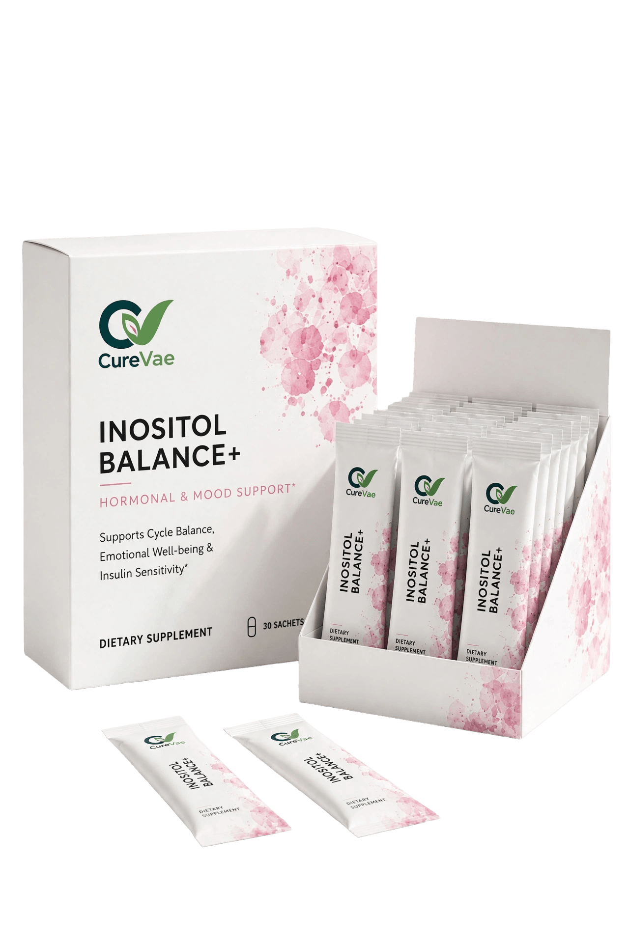 CureVae Inositol Balance+ box and sachets