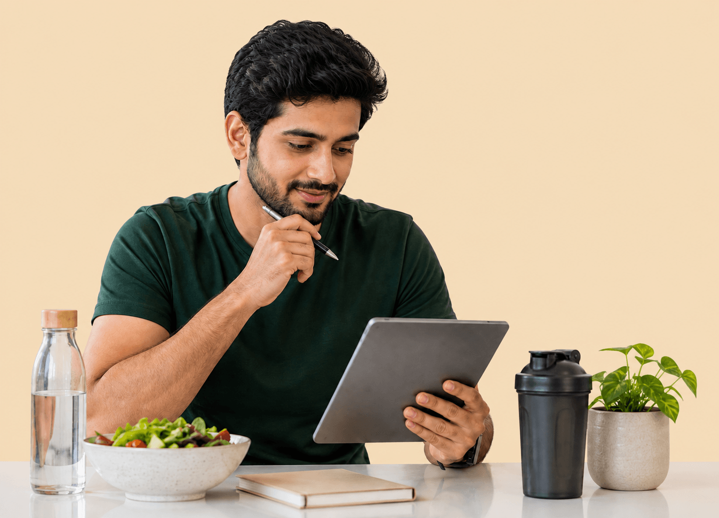 Person reviewing a personalized health plan on a tablet
