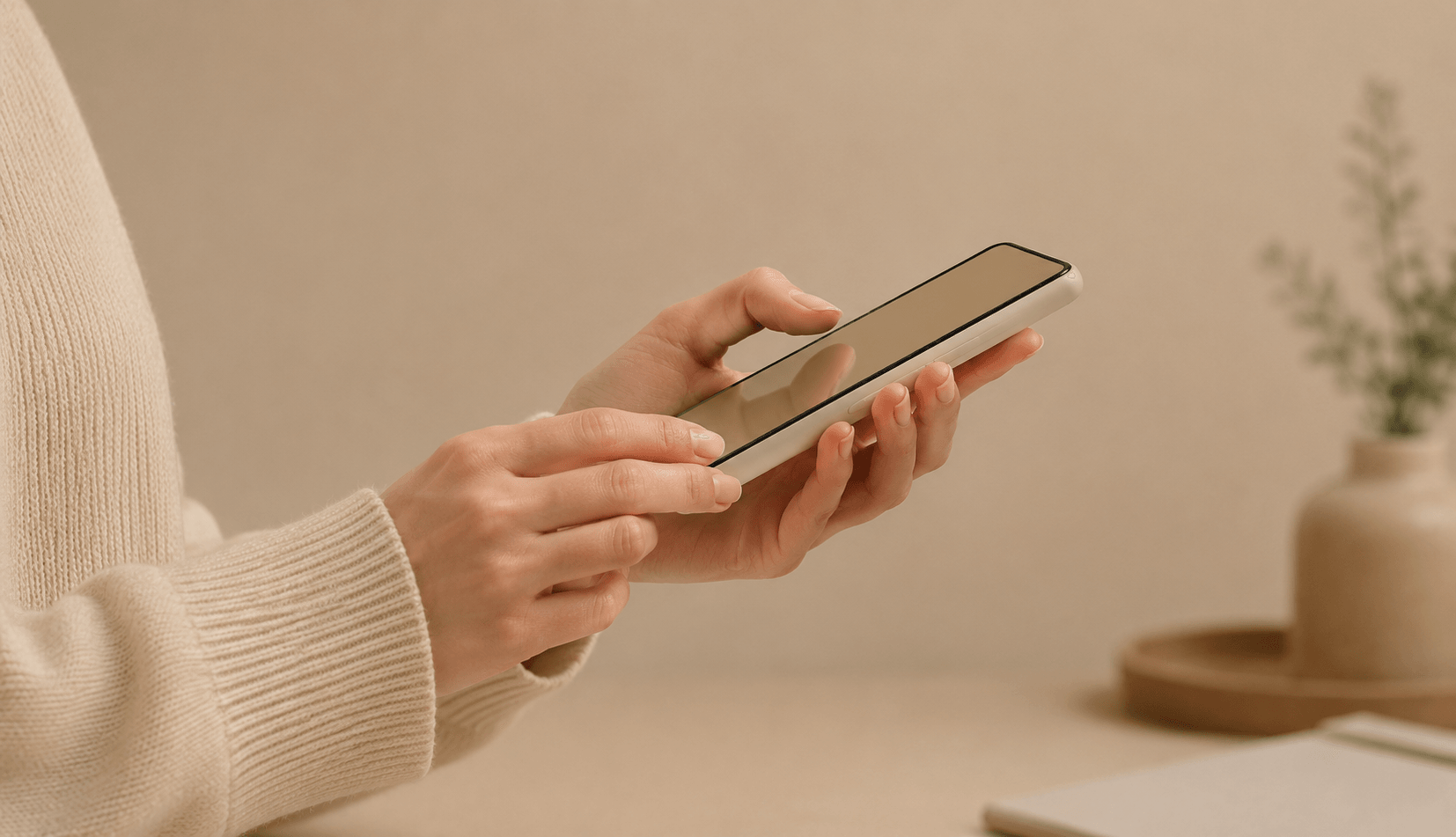 Person completing a private digital health assessment on a mobile phone