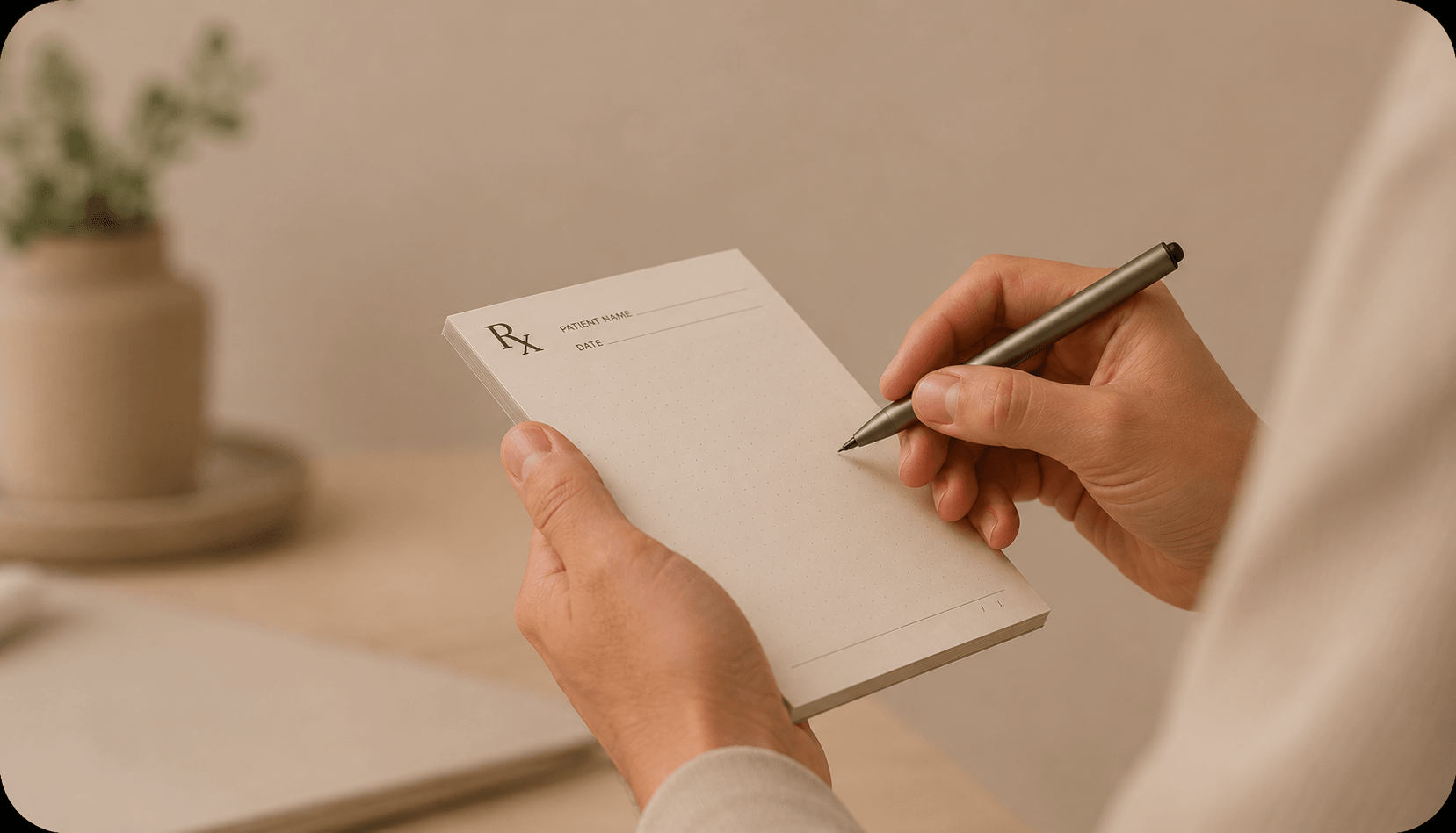 Clinician preparing an individual prescription after medical review